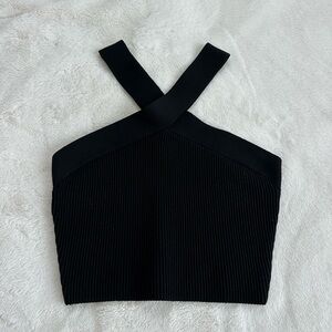 Aritzia Black Ribbed Crop Tank Top